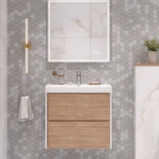 Тумба под раковину подвесная Velvex Gesso tp.GES.9696.70.2Y белый матовый/дуб сонома, 70 см